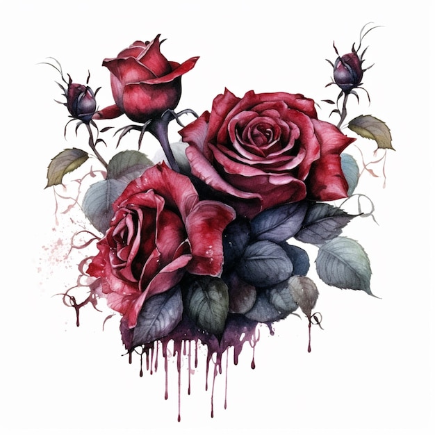 A painting of a bunch of roses with the words " roses " on the bottom.