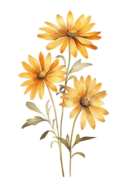 A painting of a bunch of yellow flowers generative ai image