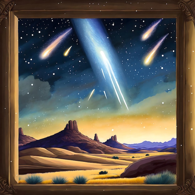 Painting of burning stars