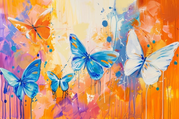 a painting of butterflies with the words butterflies on it