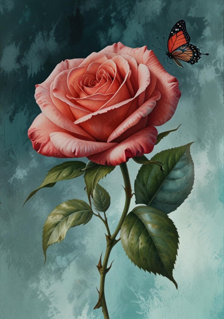 a painting of a butterfly and a butterfly