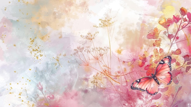 a painting of a butterfly and flowers with the words butterfly