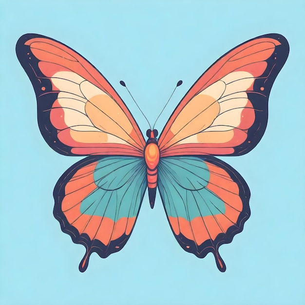 a painting of a butterfly with a blue background with a butterfly on it