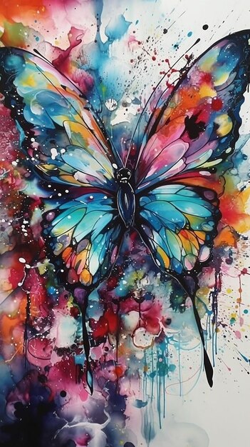 A painting of a butterfly with the word butterfly on it.