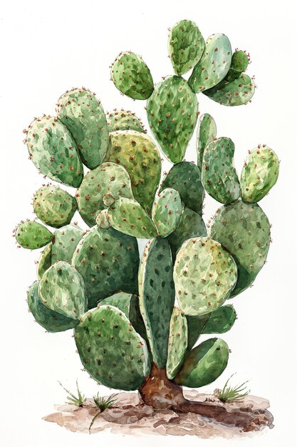 Photo painting of a cactus plant with green leaves