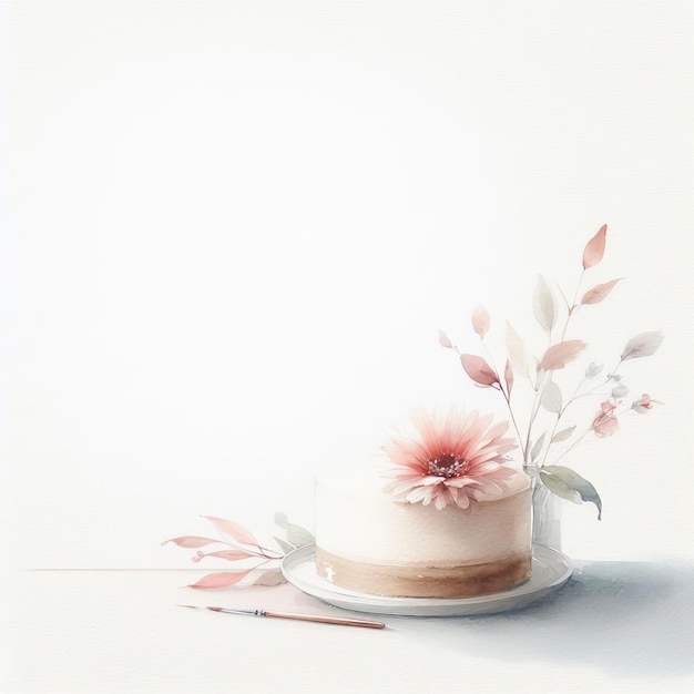 Photo a painting of a cake and a cup of tea