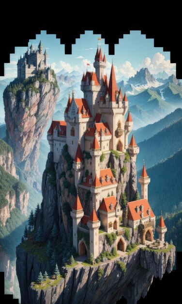 Photo a painting of a castle by person