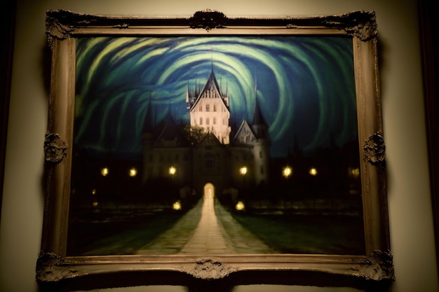 A Painting Of A Castle In A Frame