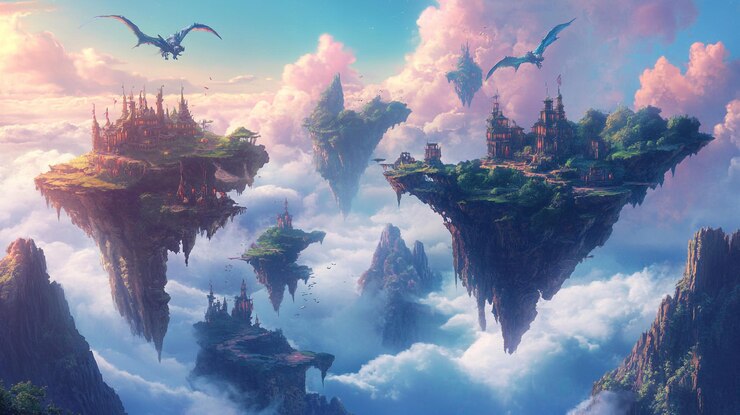 Photo a painting of a castle with a castle on the top