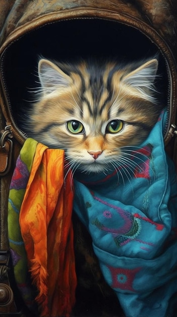 가방에 고양이 그림