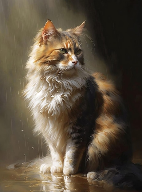 A painting of a cat by person