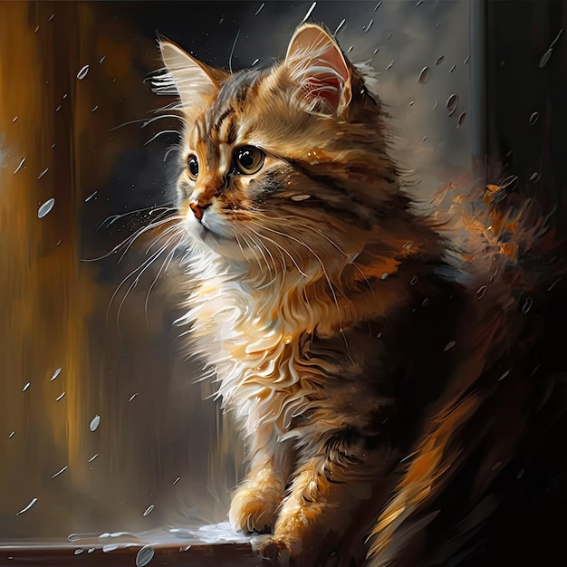 Painting of cat illustration by generative AI