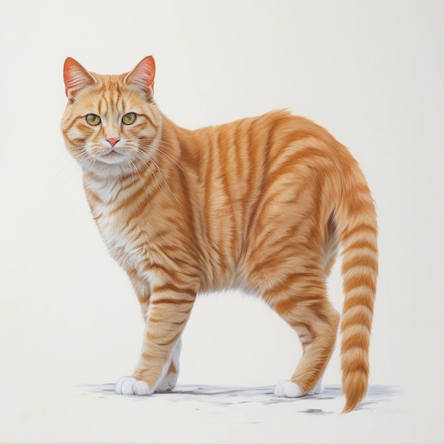 Painting of a cat standing on a white surface with a white background generative ai