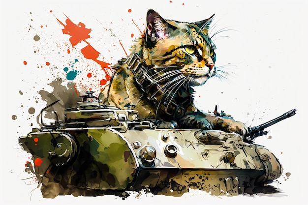 Photo a painting of a cat on a tank