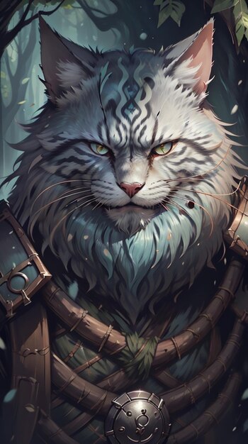 Photo a painting of a cat wearing a armor