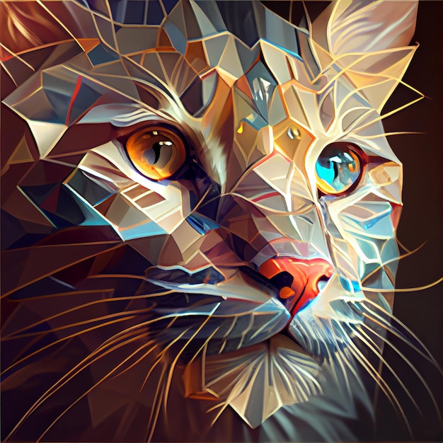 A painting of a cat with the face of a cat.