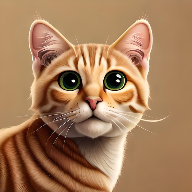 A painting of a cat with green eyes.