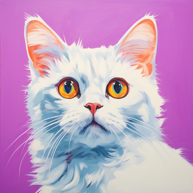 Photo a painting of a cat with pink eyes