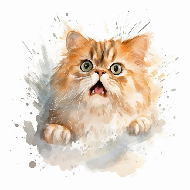 Painting of a cat with a surprised look on its face generative ai