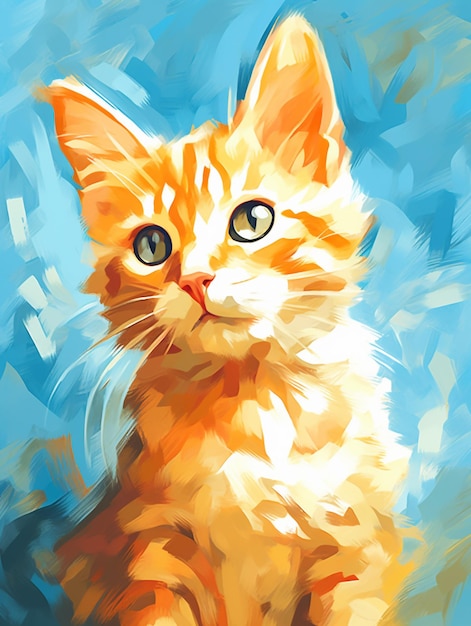 노란 눈을 가진 고양이 그림.