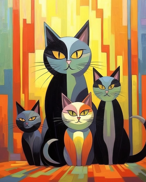 A painting of cats by painting artist