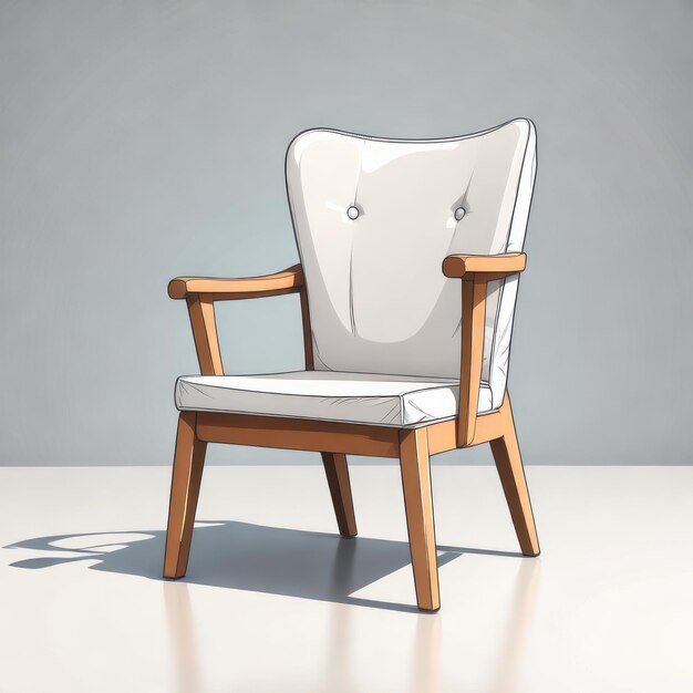 a painting of a chair with a white back and a brown seat