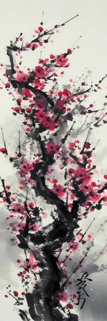 A painting of a cherry blossom tree