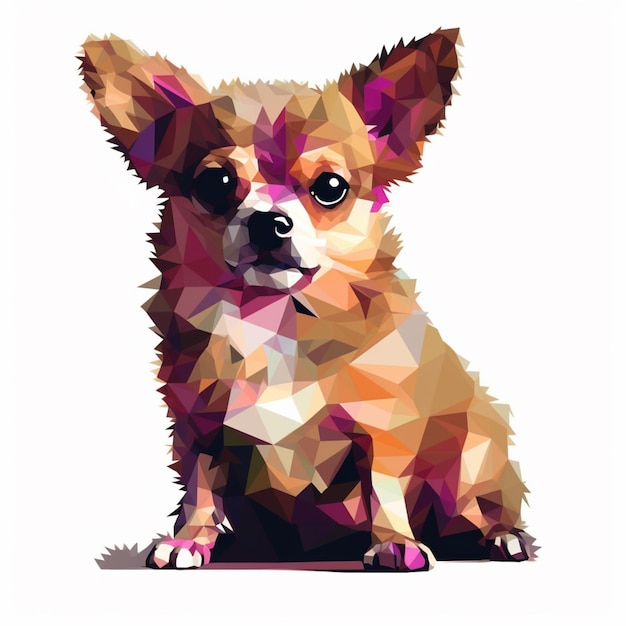 A painting of a chihuahua dog with a pink background.