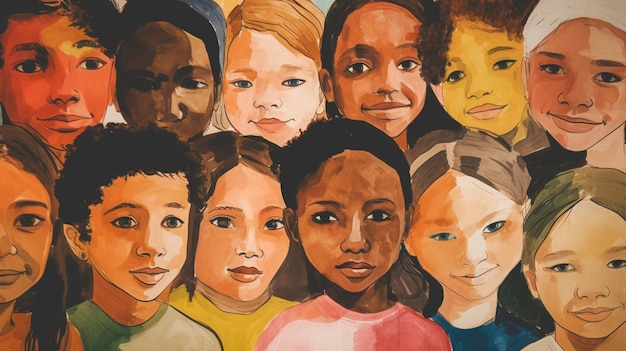 アメリカ合衆国の子供たちを描いた絵。