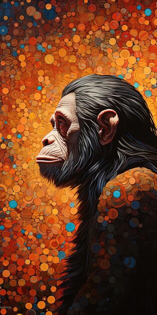 Photo a painting of a chimpanzee from the year of the monkey