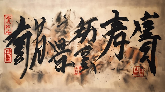 A painting of chinese calligraphy with the word'kanji'on it