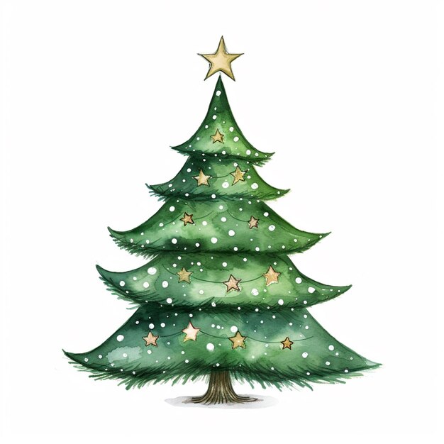 A painting of a christmas tree with a star on top generative ai