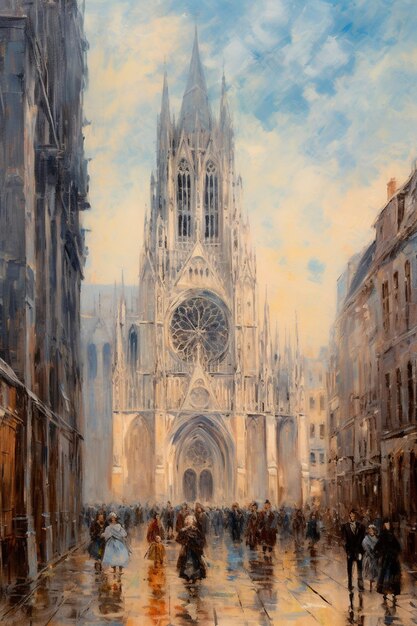 a painting of a church with a view of the cathedral