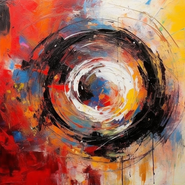 A painting of a circle with a black hole in the middle