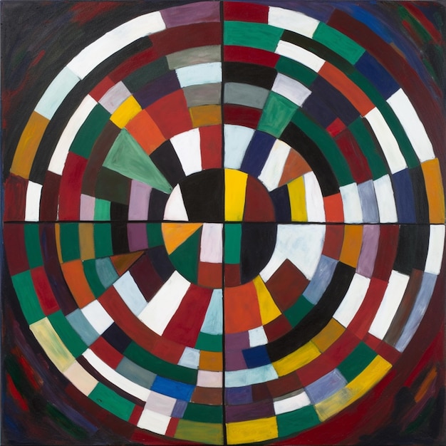 A painting of a circle with different colors on it