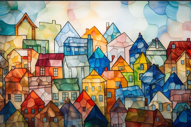 a painting of a city by person