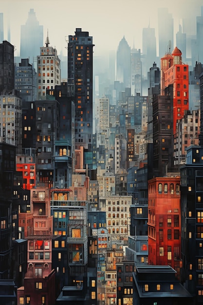 都市風景を描く 高層ビルを描く