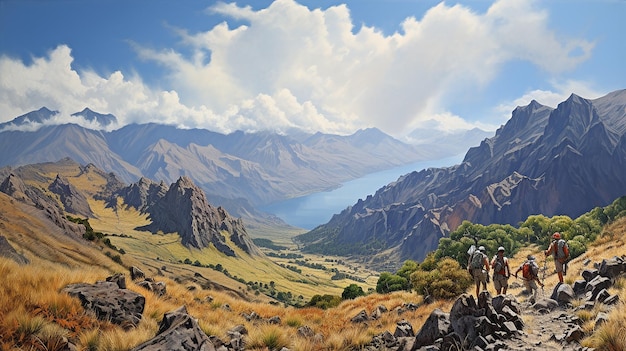 Painting of Climbing Activities in Summer