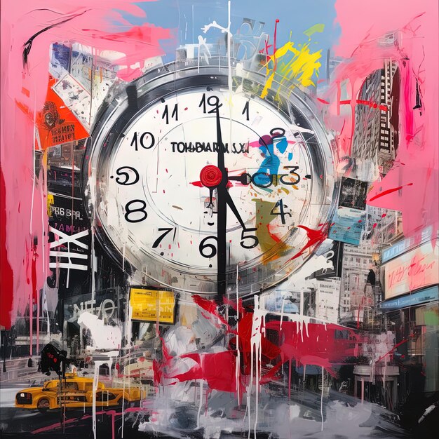 Photo a painting of a clock with the time of 4  00