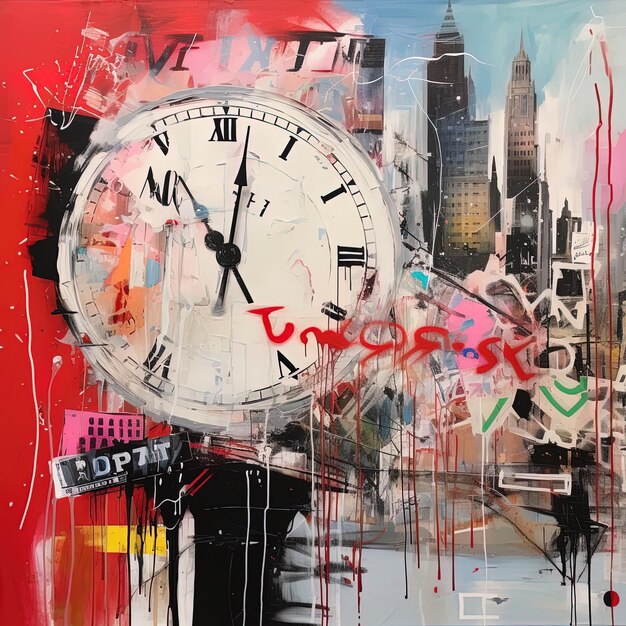 Photo a painting of a clock with the word love written on it