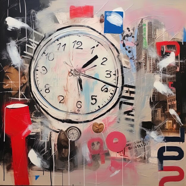 Photo a painting of a clock with the word  x  on it