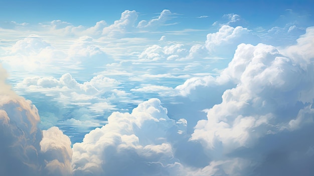 a painting of a cloud with a cross in the top left corner.