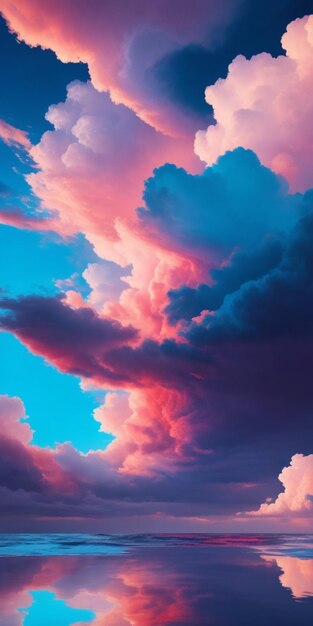 Photo painting of clouds reflecting in water