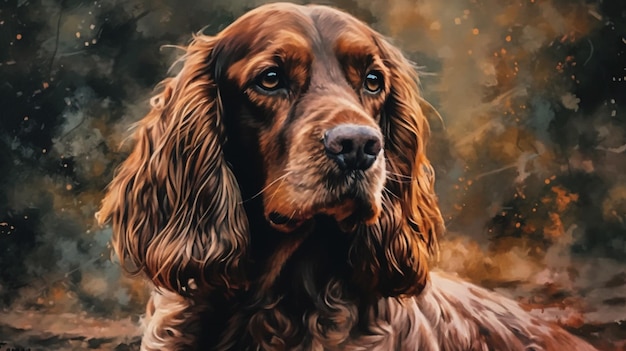 A painting of a cocker spaniel by person