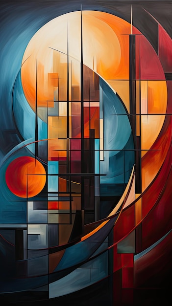 A painting of a colorful abstract city by person.