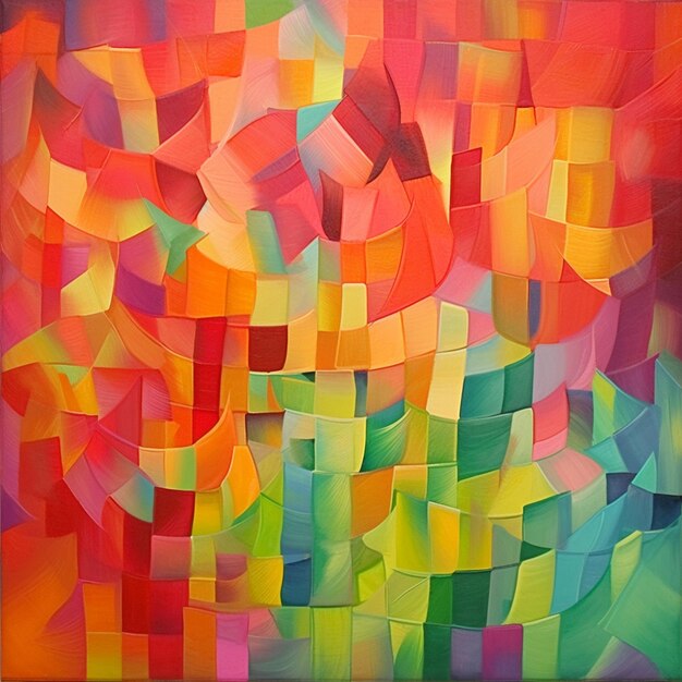 Painting of a colorful abstract painting of a square pattern generative ai