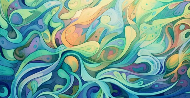 Painting of a colorful abstract painting of a wave of water generative ai