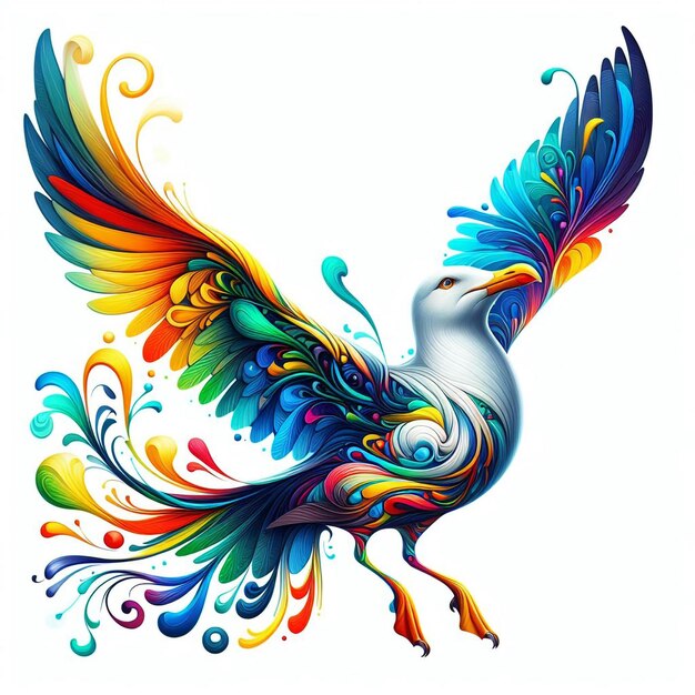 painting of a colorful bird with a colorful design on it