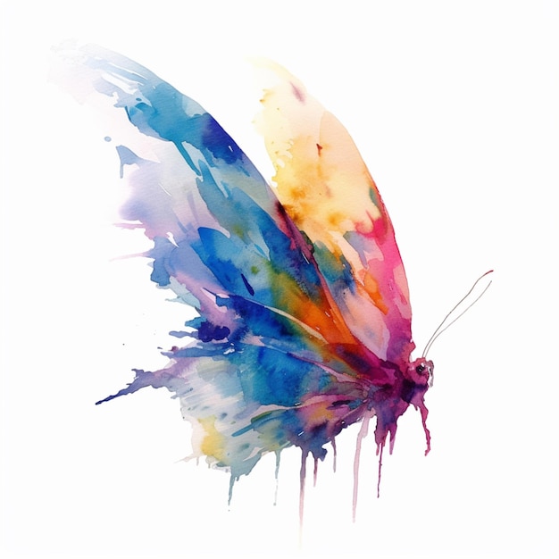 Painting of a colorful butterfly with a white background generative ai