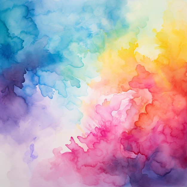 Painting of a colorful cloud of watercolors with a white background generative ai